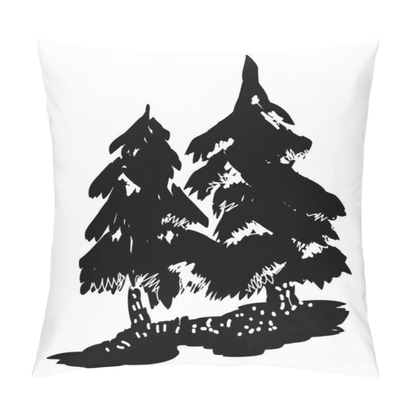 Personality  Pine Tree Black Silhouettes - Vector Illustration. Pillow Covers