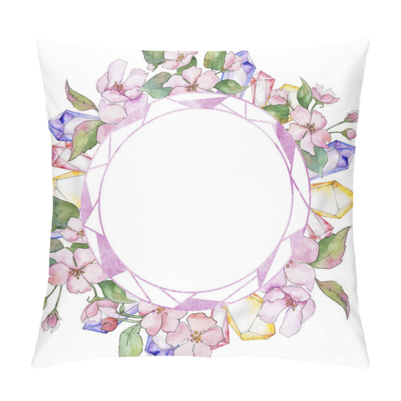 Personality  Pink Cherry Blossoms. Floral Botanical Flower. Frame Border Ornament Square. Pillow Covers