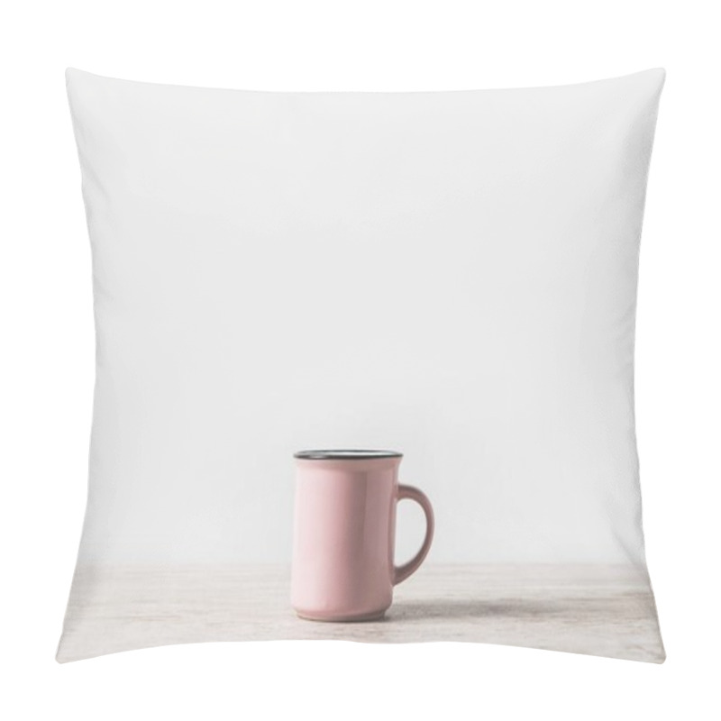 Personality  One Pink Cup On Marble Table On White Pillow Covers