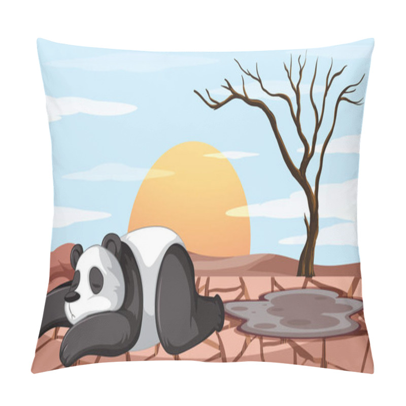 Personality  Deforestation Scene With Dying Panda Pillow Covers