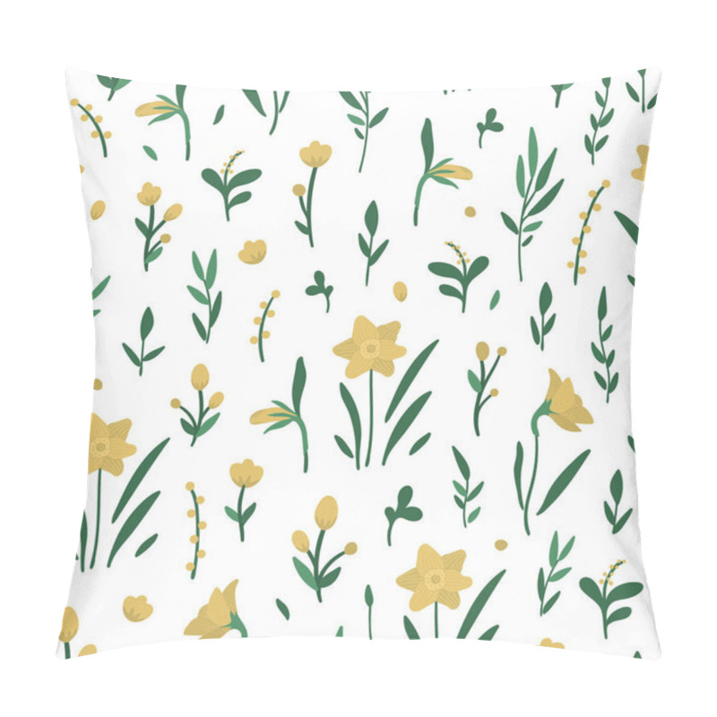 Personality  Vector Seamless Pattern With Yellow Flower Elements. Garden Repe Pillow Covers