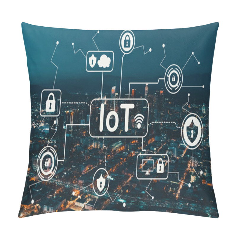 Personality  IoT Security Theme With Downtown Los Angeles Pillow Covers