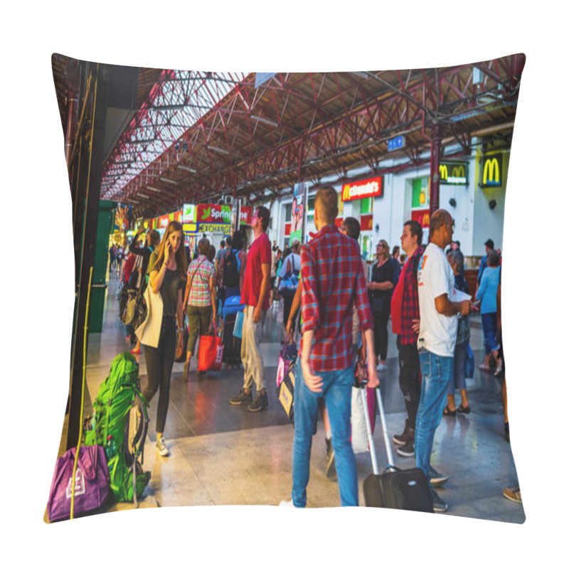 Personality  Travelers At Main Railway Station In Bucharest, The North Railwa Pillow Covers