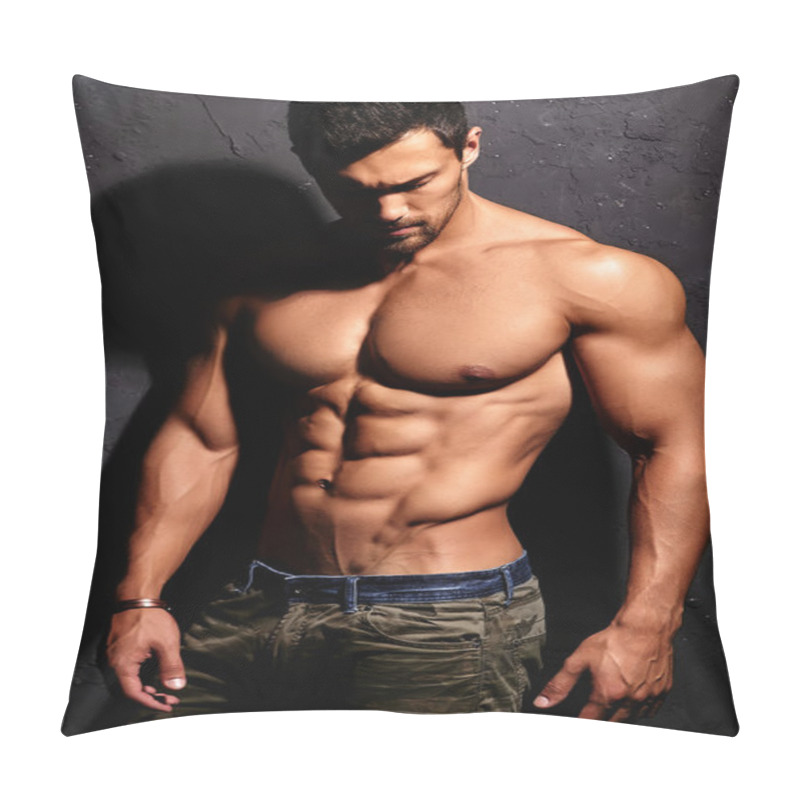 Personality  Portrait Of Strong Athletic Man Pillow Covers