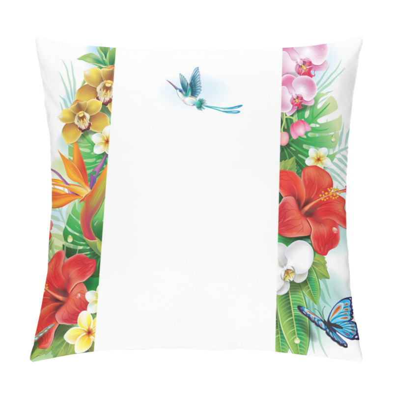 Personality  Banner From Tropical Flowers And Leaves Pillow Covers