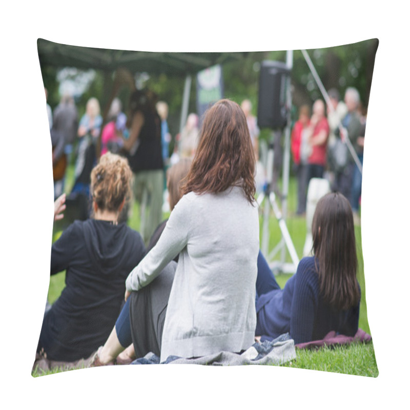 Personality  Friends Sitting On The Grass, Enjoying An Outdoors Music, Cultur Pillow Covers