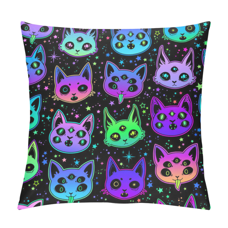 Personality  Cute Cartoon Witchcraft Cat Bright Seamless Pillow Covers