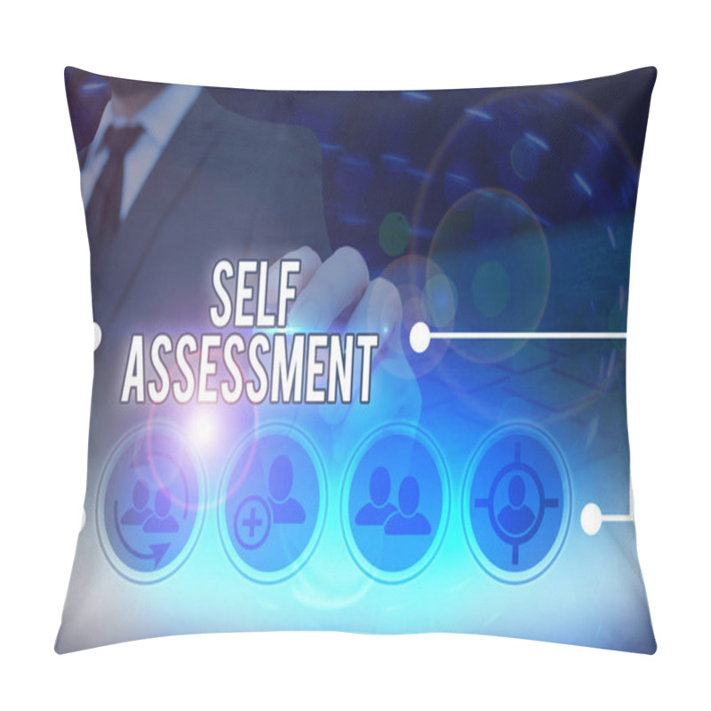 Personality  Text Sign Showing Self Assessment. Business Photo Text Evaluation Of Oneself Or One Actions And Attitudes Pillow Covers