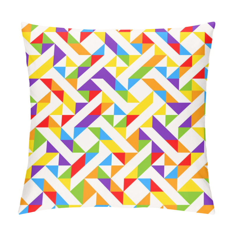 Personality  Rainbow Mosaic Tiles, Abstract Geometric Background, Seamless Vector Pattern. Pillow Covers