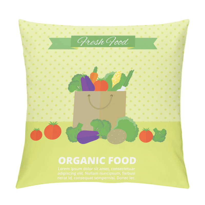 Personality  Vector Banner, Card With Fresh Fruits And Vegetables Pillow Covers