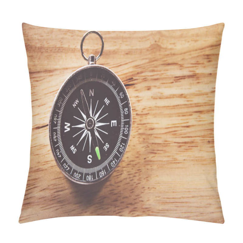 Personality  Compass On Wooden Background With Space For Text Pillow Covers