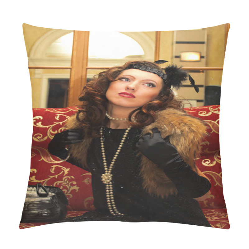 Personality  Beautiful Fashion Model In Evening Gown And Furs Pillow Covers