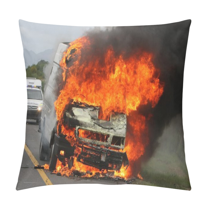 Personality  Burning Delivery Vehicle And Police Cars Pillow Covers