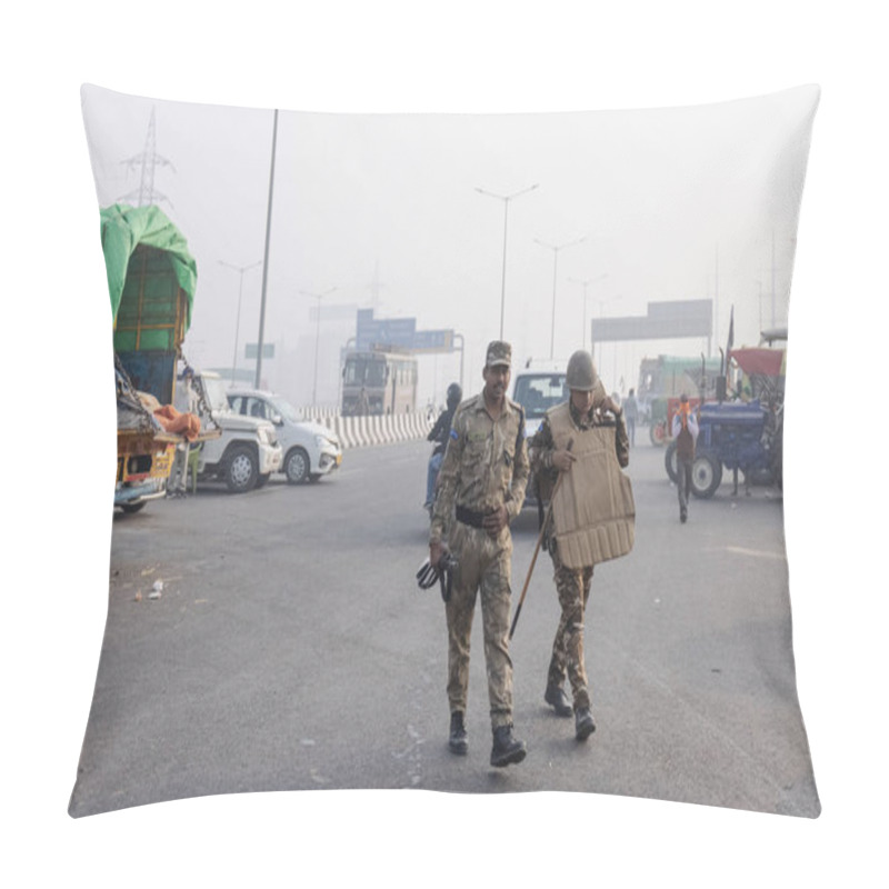 Personality  NEW DELHI, INDIA, DECEMBER 2020 : Portrait Of Indian Farmer From Punjab And Other States Participating In New Farm Law Bill Protest At Delhi-UP Border. Farmers From Across India Protest At Delhi. Pillow Covers