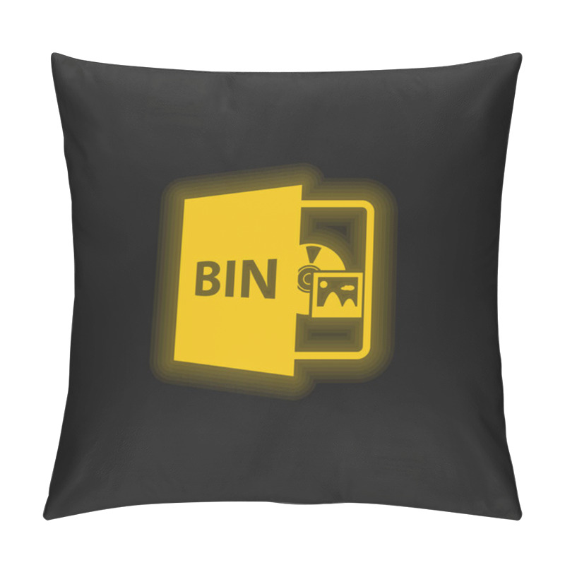 Personality  BIN Open File Format Yellow Glowing Neon Icon Pillow Covers