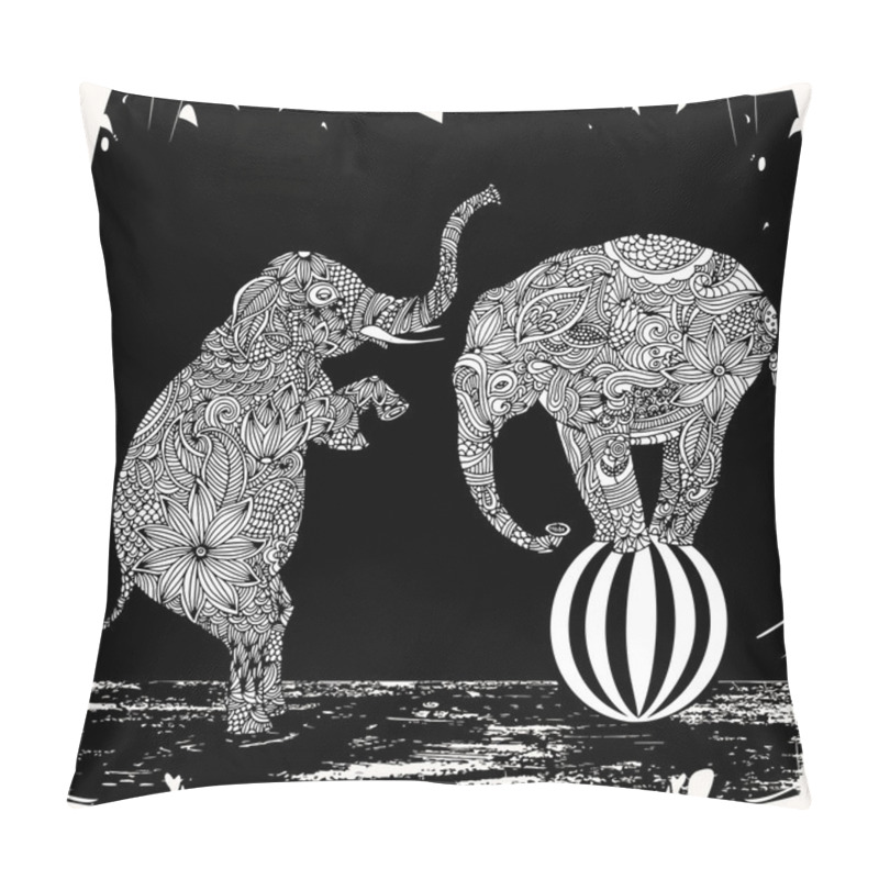 Personality  Stylized Fantasy Patterned Elephants Pillow Covers