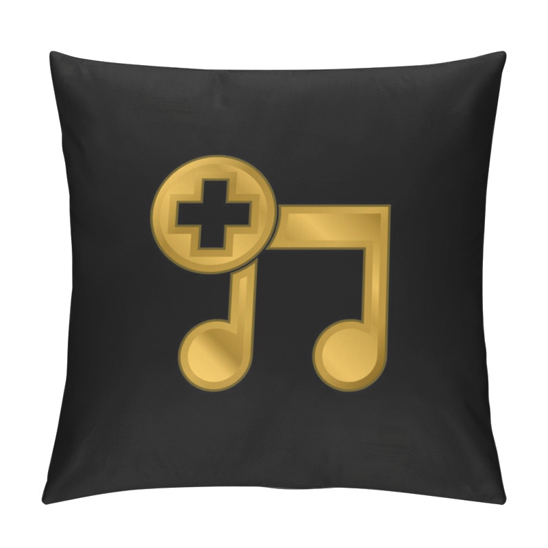 Personality  Add Song Interface Symbol Gold Plated Metalic Icon Or Logo Vector Pillow Covers