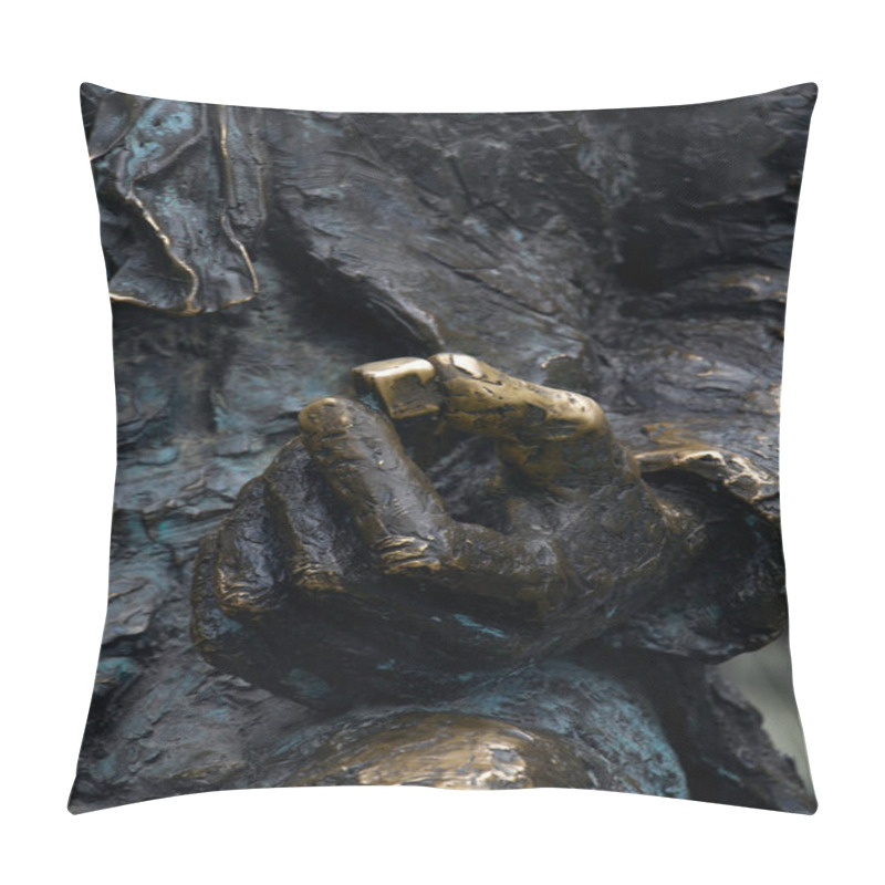 Personality  Bronze Hand Holding A Cube. High Quality Photo Pillow Covers