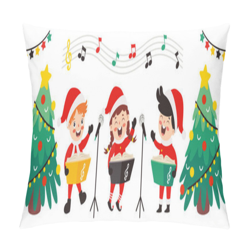 Personality  Children Playing Music In Christmas Costume Pillow Covers