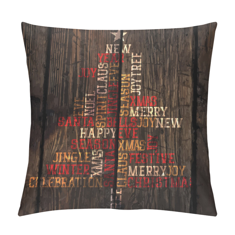 Personality  Xmas Tree Words Composition. Pillow Covers