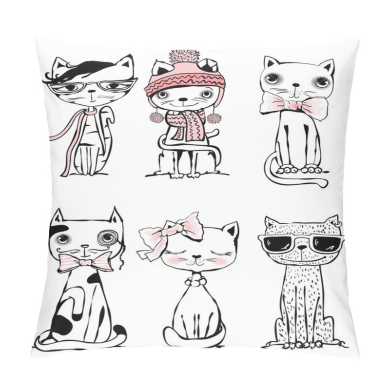 Personality  Poster With Stylish Cats Pillow Covers