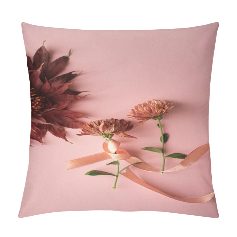 Personality  Delicate Floral Arrangement With Warm Tones And A Soft Pink Background. Pillow Covers