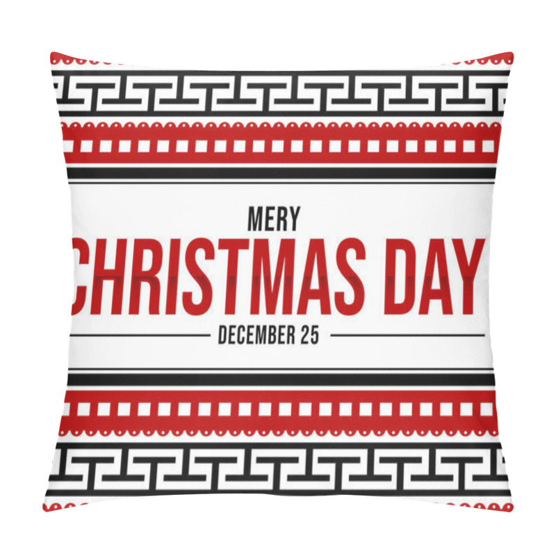 Personality  Creative Merry Christmas 2025 Greeting Card With Bold Red And White Patterns, Festive Text, And A Modern Holiday Style Pillow Covers