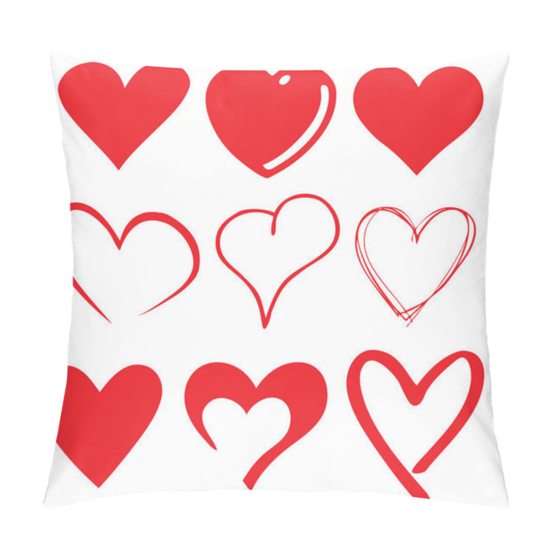 Personality  Set Of Red Hearts On White Pillow Covers