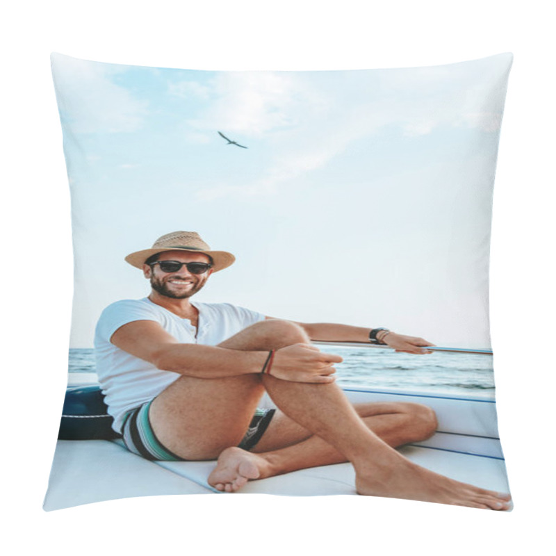 Personality  Young Man Enjoying A View Of The Sea From The Boat Pillow Covers