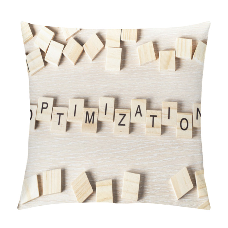 Personality  Optinization Word Written On Wood Block. Wooden Abc Pillow Covers