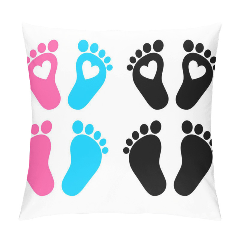 Personality  Baby Feet, Footprint, Hearts. Vector Illustration Pillow Covers