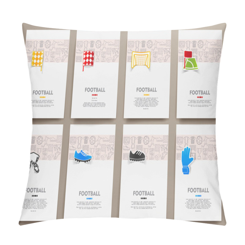 Personality  Templates Set With Doodles Football Theme Pillow Covers