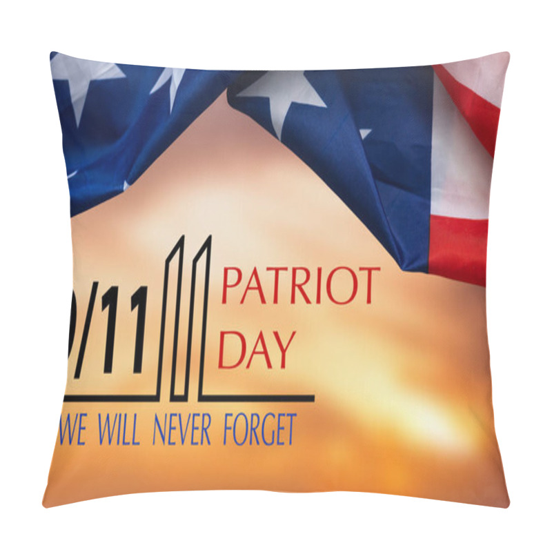 Personality  Patriot Day Of USA Background On American Flag. High Quality Photo Pillow Covers