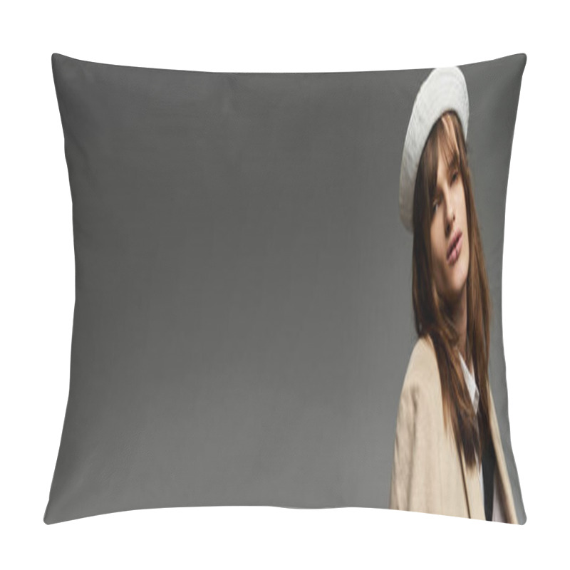 Personality  A Young Man In Fashionable Attire Poses With An Air Of Confidence In A Minimalistic Setting. Pillow Covers