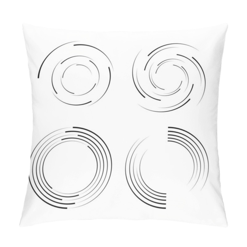 Personality  Set Of Black Stripes In Circle And Spiral Forms Pillow Covers