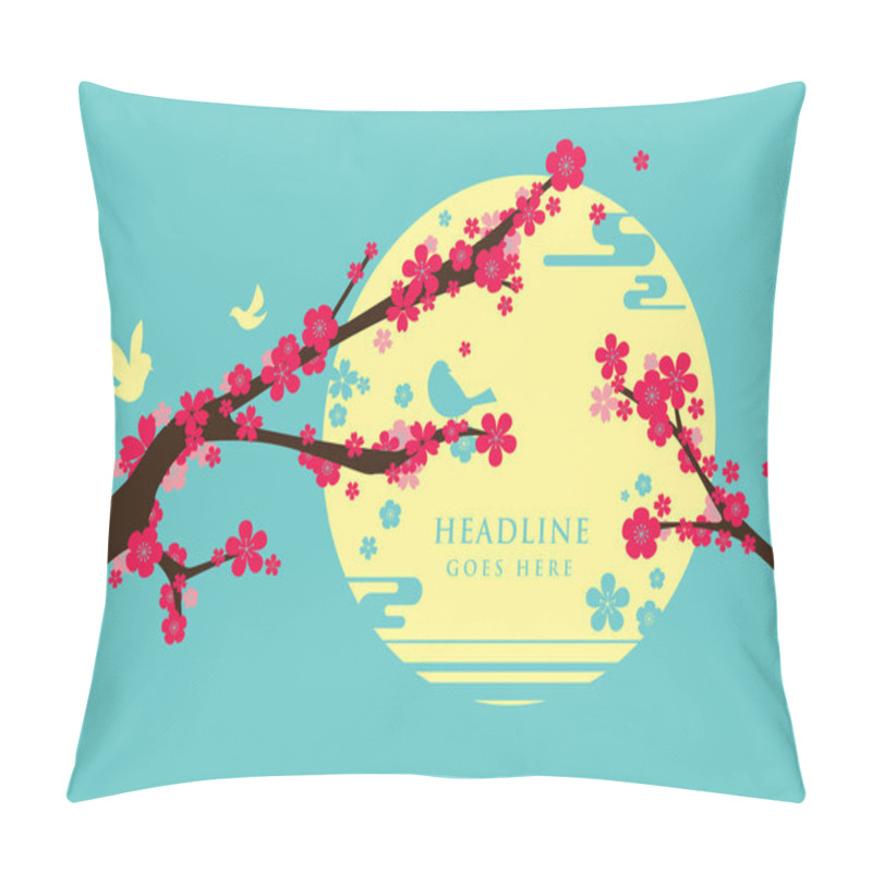 Personality  Vector Of Modern Cherry Blossom And Festive Background Pillow Covers