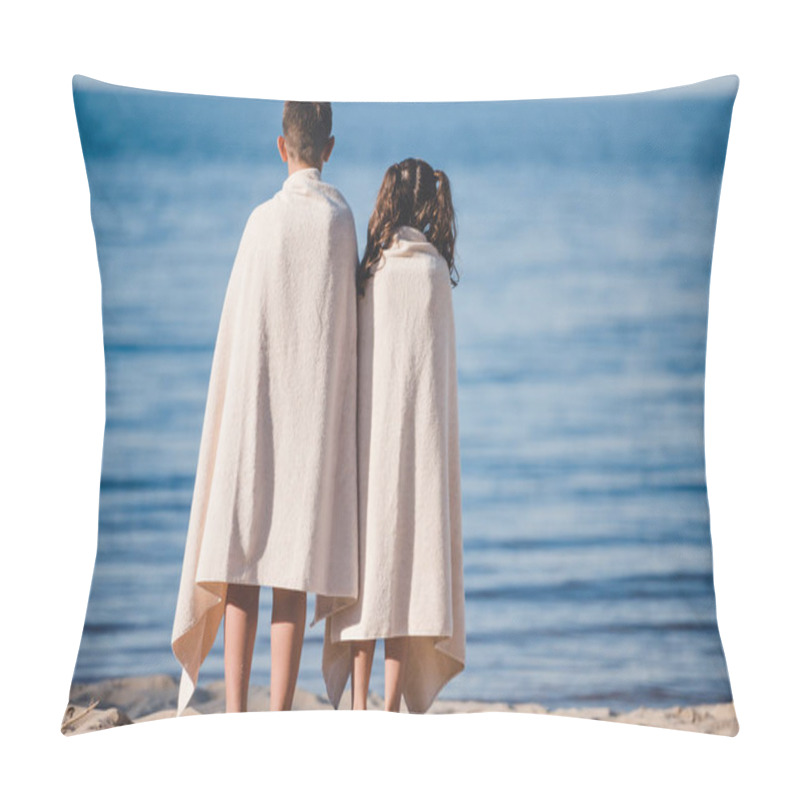 Personality  Boy And Girl On Seashore Pillow Covers