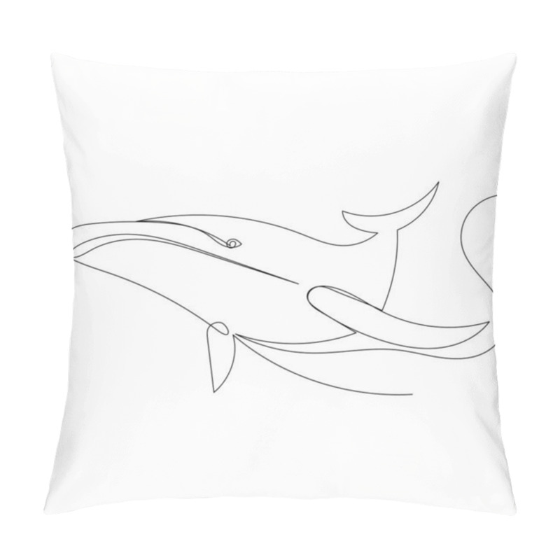 Personality  Whale Drawing By One Continuous Line, Sketch Pillow Covers