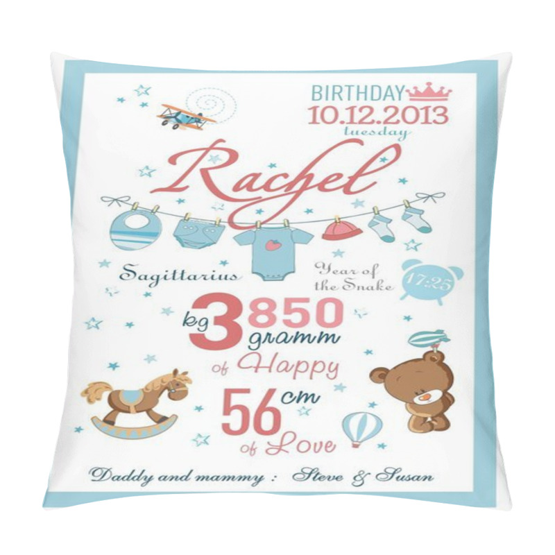 Personality  Cartoon Template Of Baby Birth Certificate Pillow Covers