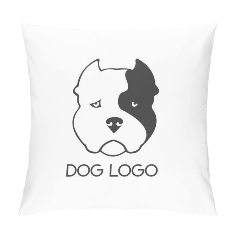 Personality  Dog Logo. Dog Face With Black Spot For Design On White Background. Vector. Pillow Covers