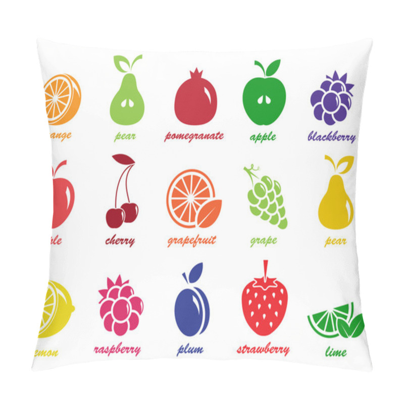 Personality  Vector Collection: Fruit Icons Pillow Covers