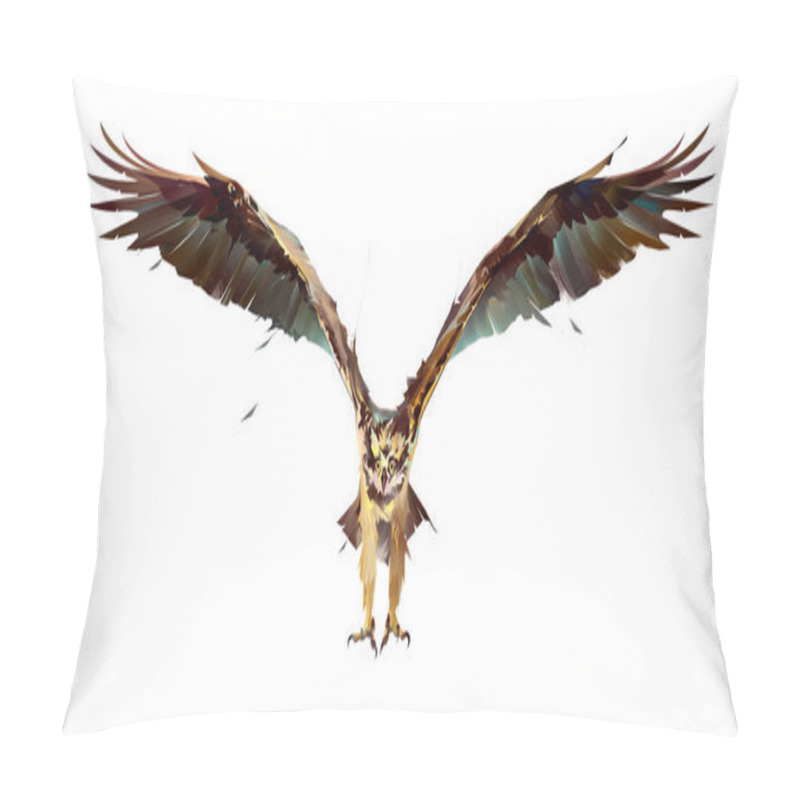 Personality  Painted Bird Osprey In Flight On A White Background Pillow Covers