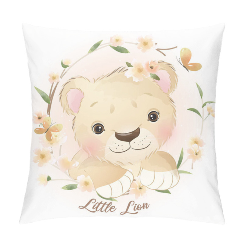 Personality  Cute Doodle Lion With Floral Illustration Pillow Covers