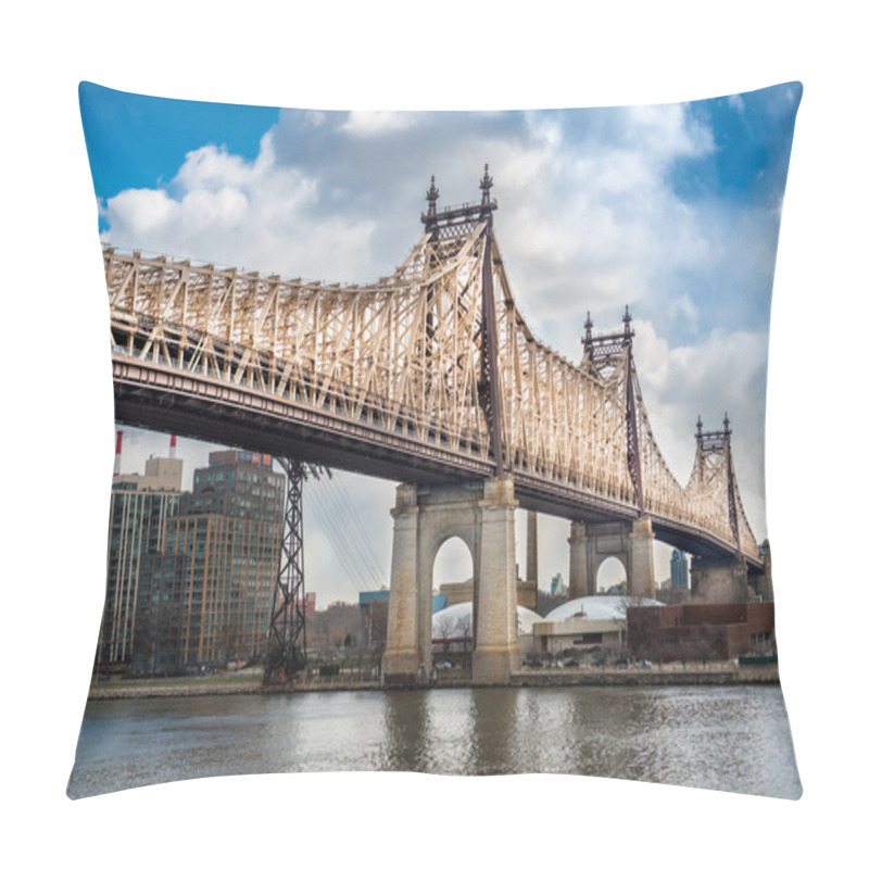 Personality  Ed Koch Queensboro Bridge From Manhattan To Queens. View On Roosevelt Island And East River. Pillow Covers