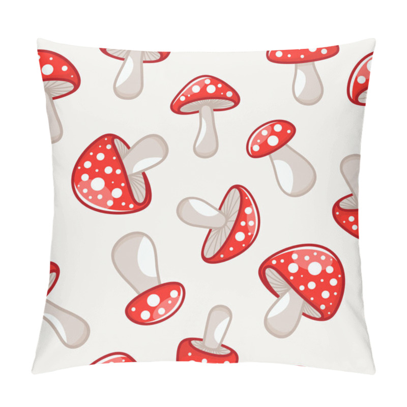 Personality  Vector Seamless Pattern With Hand Drawn Cartoon Mushrooms. Amanita Muscaria, Fly Agaric Illustration. Print With Mushrooms. Magic Mushroom Symbol, Design Template. Pillow Covers