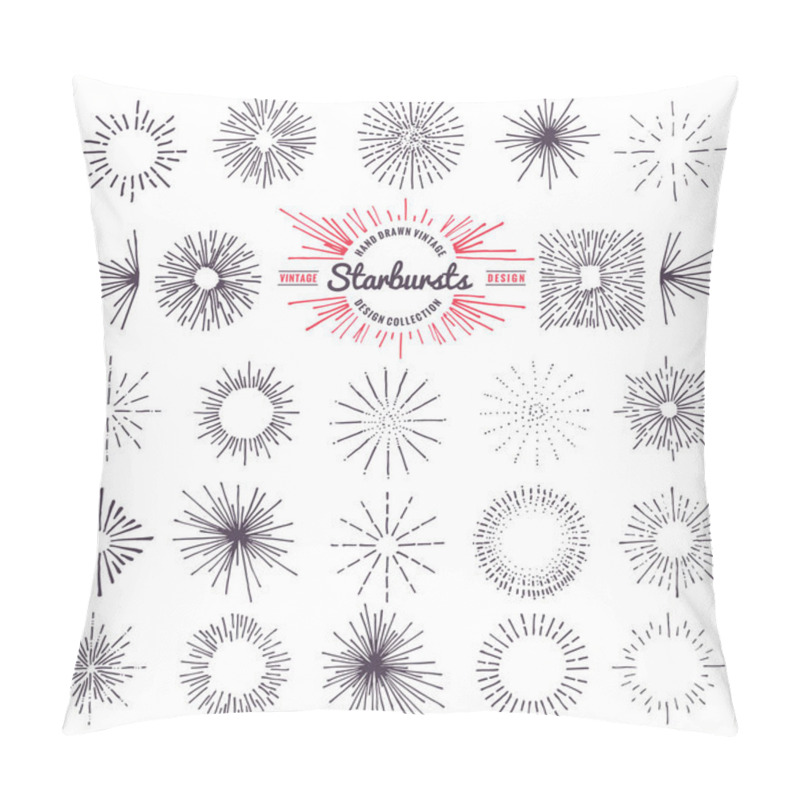 Personality  Collection Of Trendy Hand Drawn Retro Sunburst. Bursting Rays Design Elements Pillow Covers