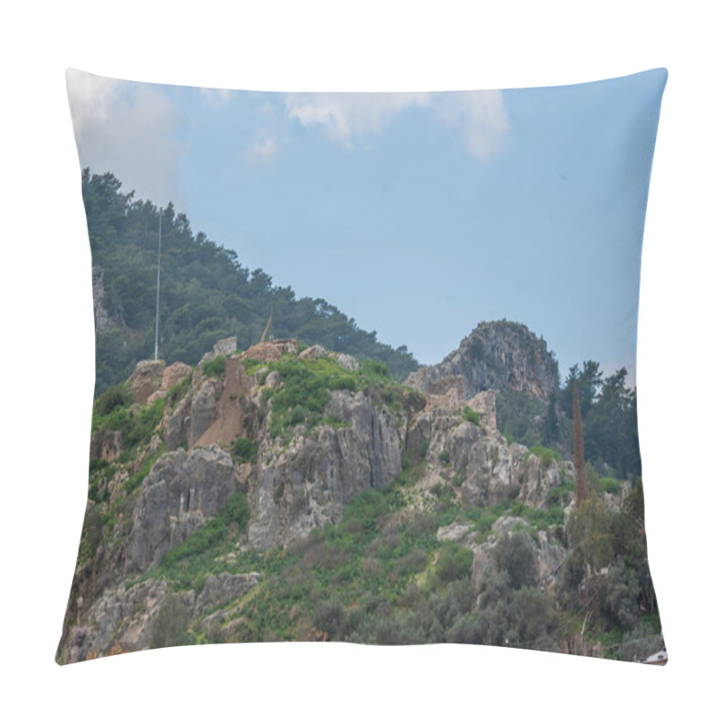 Personality  Part Of Fethiye City Castle Standing On Top Af A Hill Pillow Covers