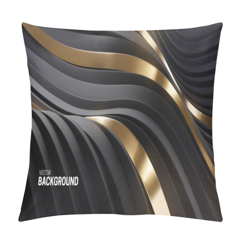 Personality  Black And Golden Abstract Background. Soft Elastic Shape Backdrop. Pillow Covers