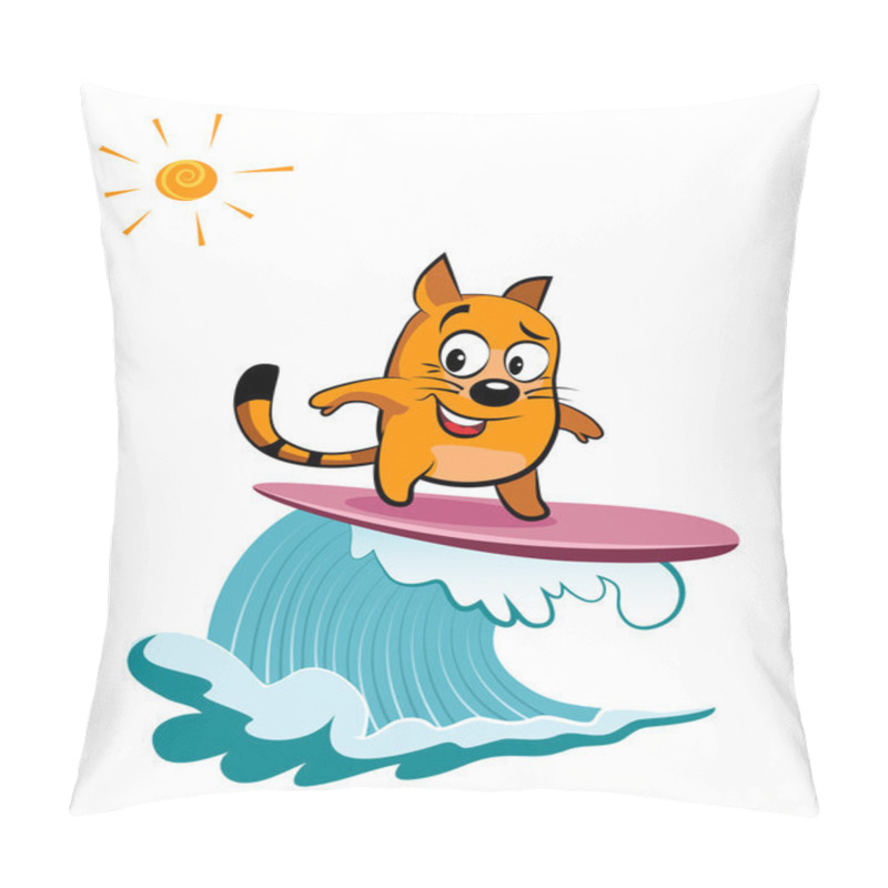 Personality  Surfing Cat. Holiday At The Seaside Pillow Covers