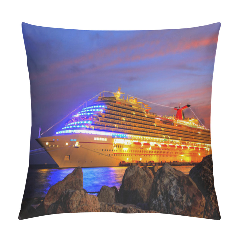 Personality  Cruise Ship Anchored Off Curacao Pillow Covers